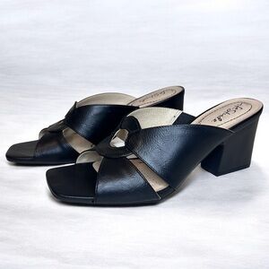 Life Stride Thrill Black Slip on Block Heel Sandals